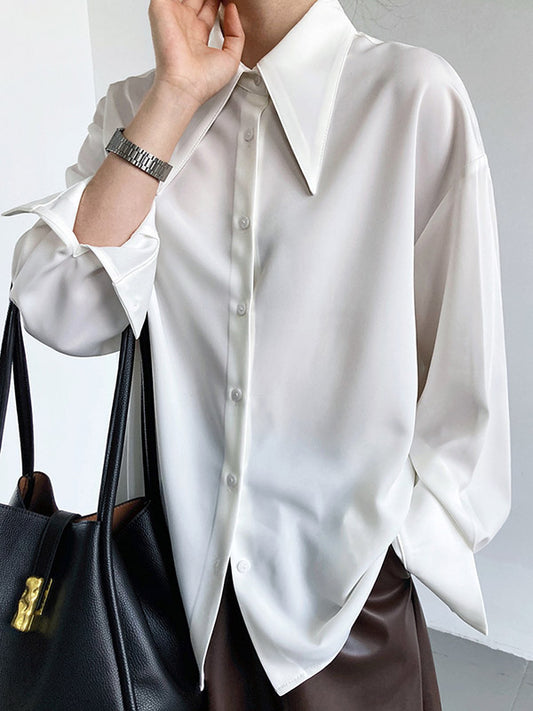 Stylish 3 Colors Solid Color Long Sleeves Blouse