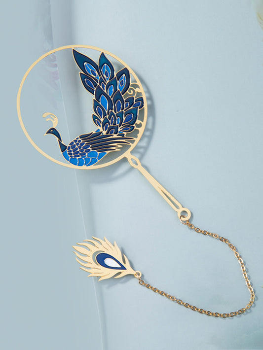 Metal Peacock Chain Bookmark