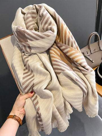 Urban Imitated Cashmere Stripped Warm Shawl&Scarf